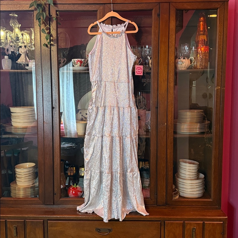 Silver Sleeveless Maxi Dress girls 8